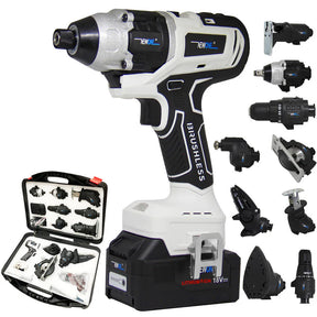 Kit 10 em 1 Parafusadeira Furadeira Lixadeira Serra Martelete Elétrico Espatulas + 2 Brindes Exclusivos
